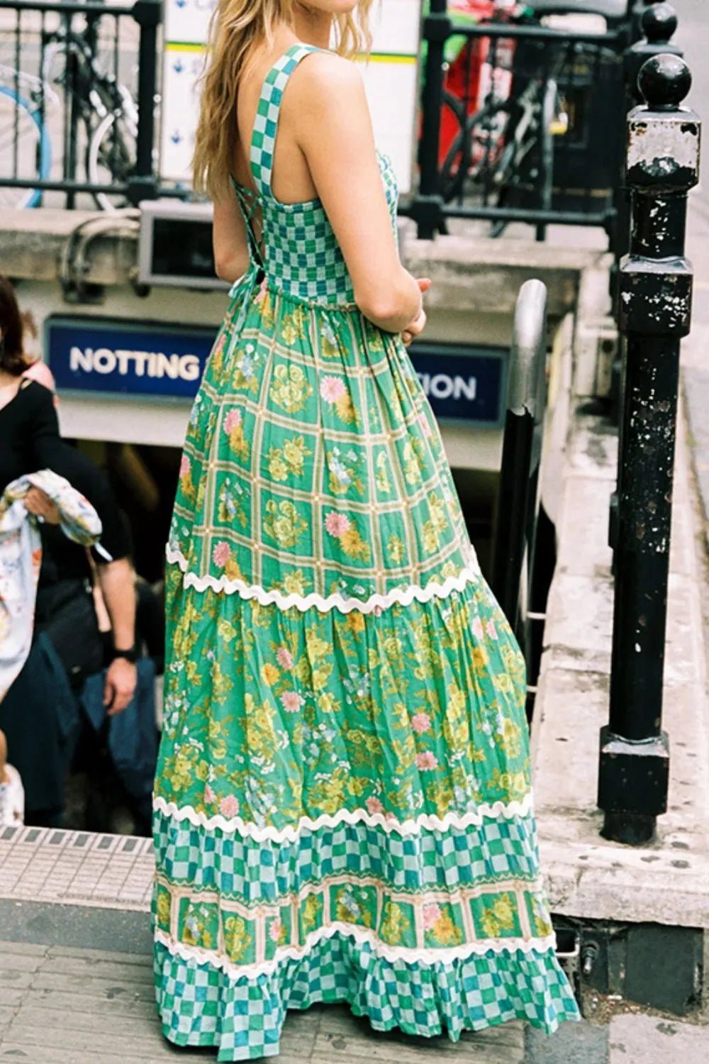 Printed Square Neck Tiered Dress - Salty Season LLC
