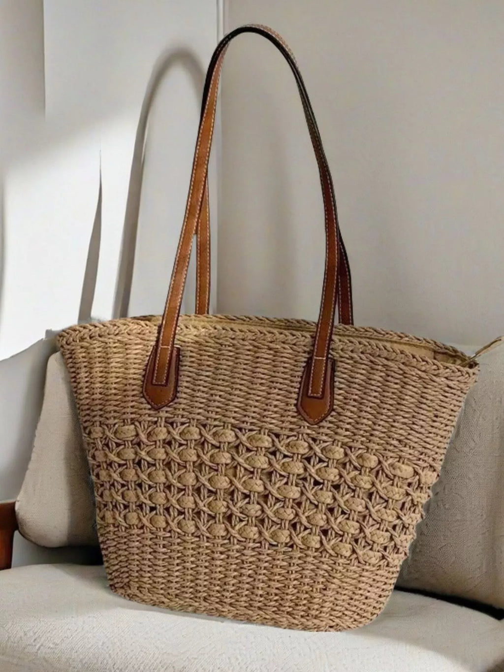 Straw Shoulder Bag - Handwoven Summer Purse - Salty Season LLC