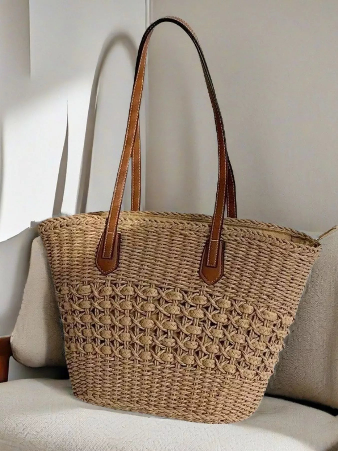 Straw Shoulder Bag - Handwoven Summer Purse - Salty Season LLC