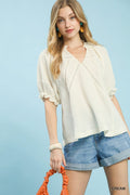 Umgee Cotton Gauze Ruffle Top - Salty Season LLC