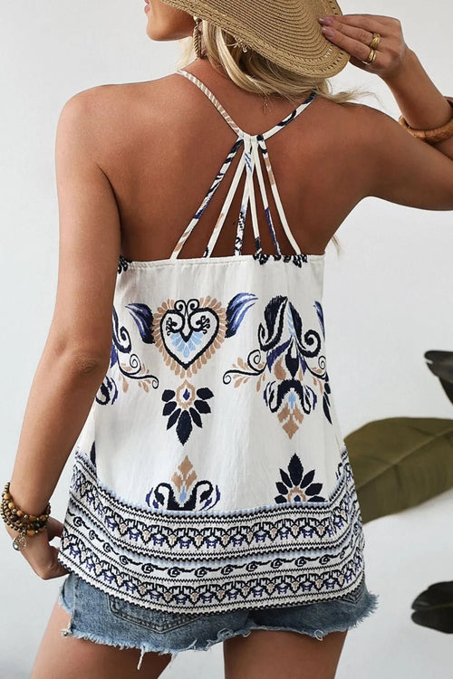 Bohemian Fashion Print Spaghetti Straps Loose Tank - Salty Season LLC