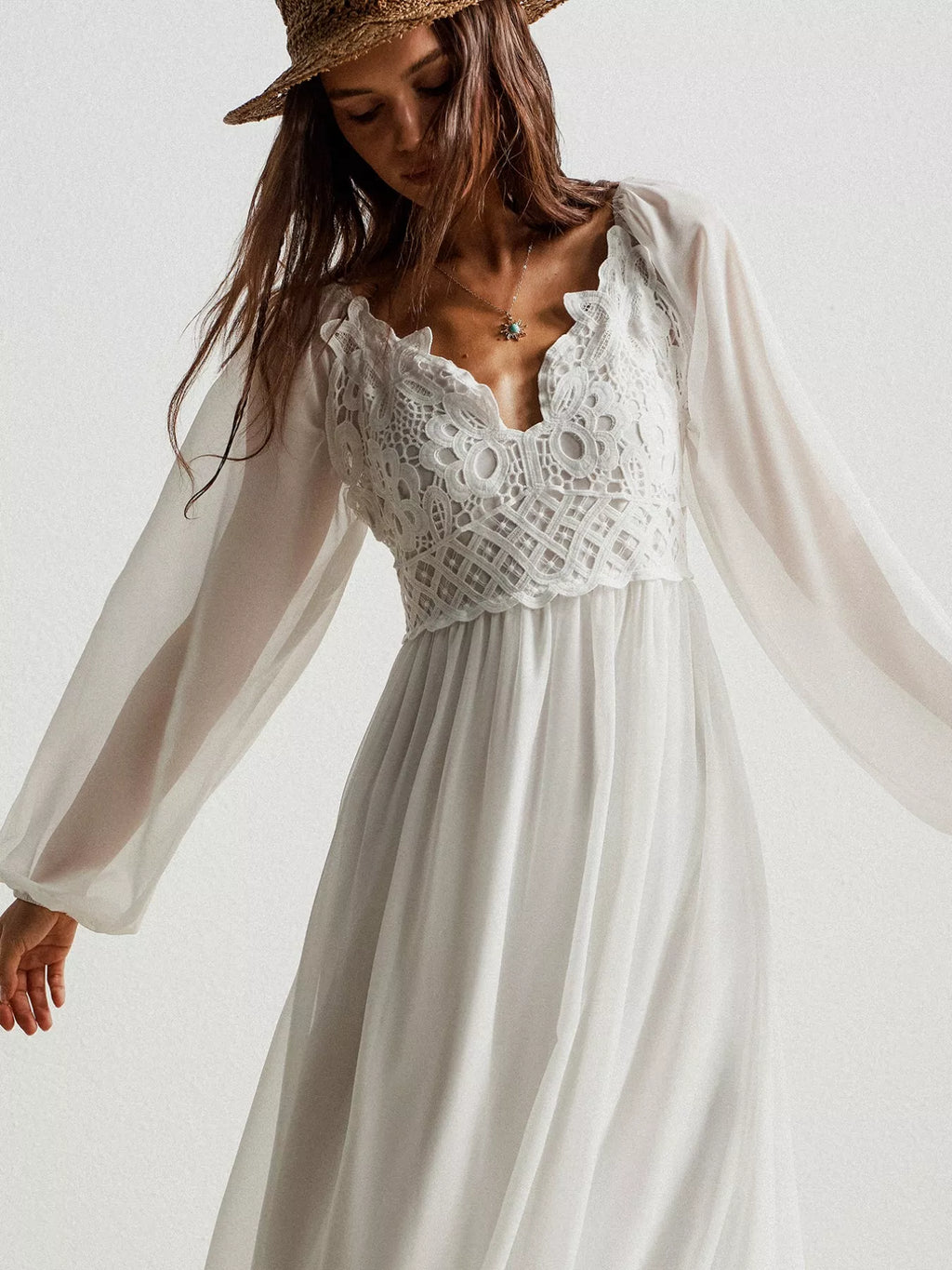 Boho Chic Crochet Lace Maxi Dress - Salty Season LLC
