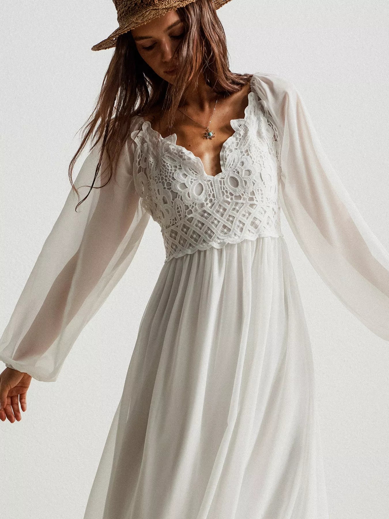 Boho Chic Crochet Lace Maxi Dress - Salty Season LLC
