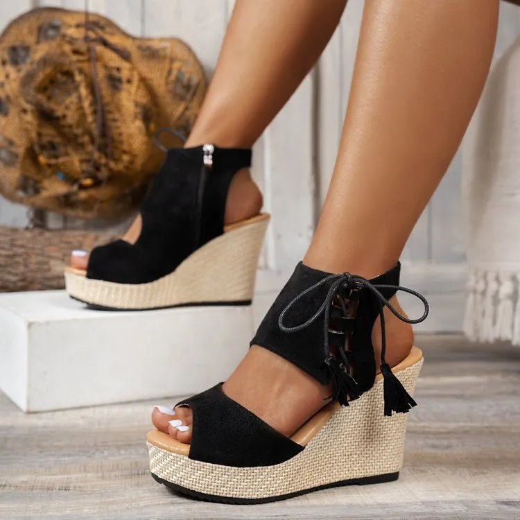 Peep Toe Wedge Sandals - Salty Season LLC