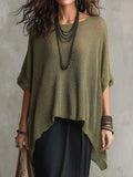 Full Size Loose Knit Round Neck Top Plus Size Trendsi