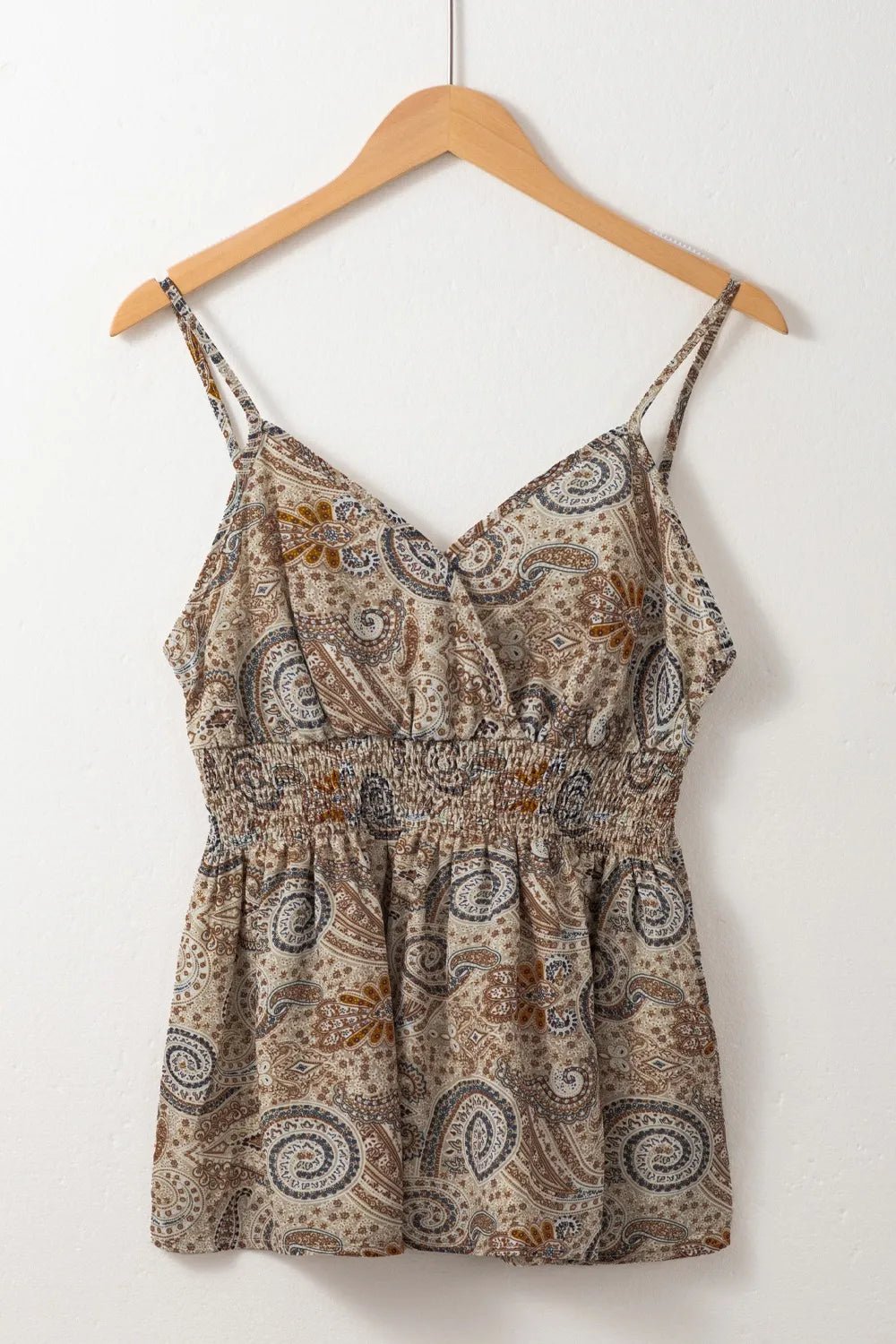 Paisley Printed Smocked Babydoll Cami - Salty Season LLC
