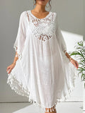 Tassel Cutout Scoop Neck Cover-Up Dress - Salty Season LLC