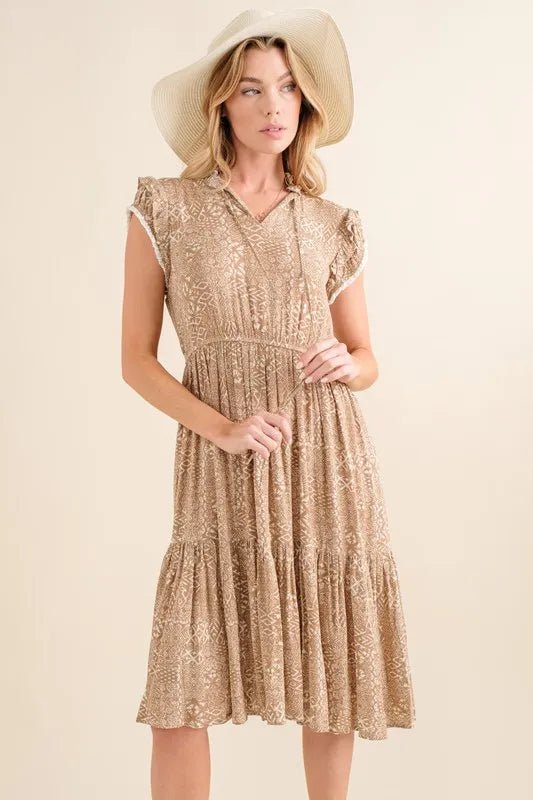 And The Why Boho Printed Tiered Maxi Dress - Salty Season LLC