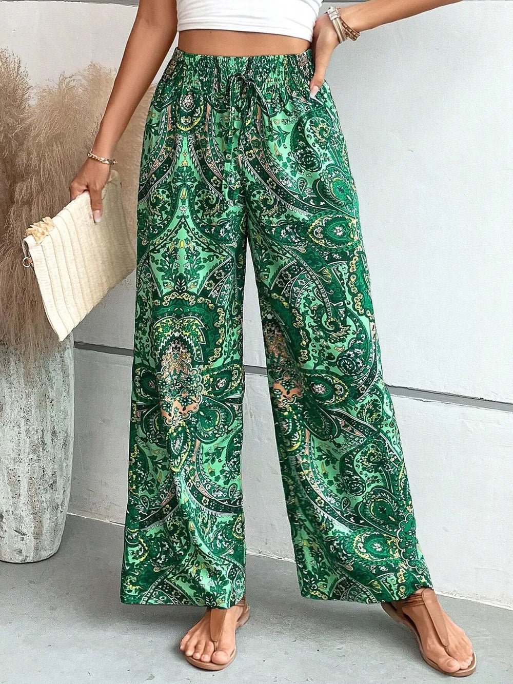Printed Wide Leg Pants - Salty Season LLC