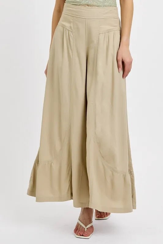 RISEN Shirring Detail Wide Leg Pants - Salty Season LLC