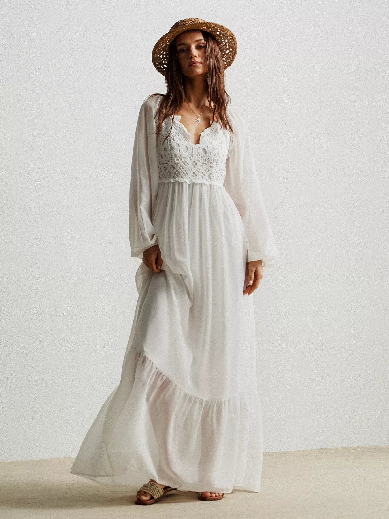 Boho Chic Crochet Lace Maxi Dress - Salty Season LLC