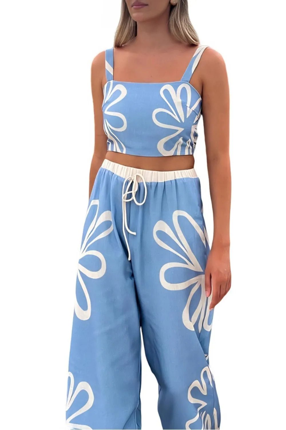 Smocked Square Neck Cami and Pants Set - Salty Season LLC
