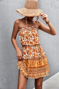 Bohemian Frill Trim Strapless Dress - Salty Season LLC
