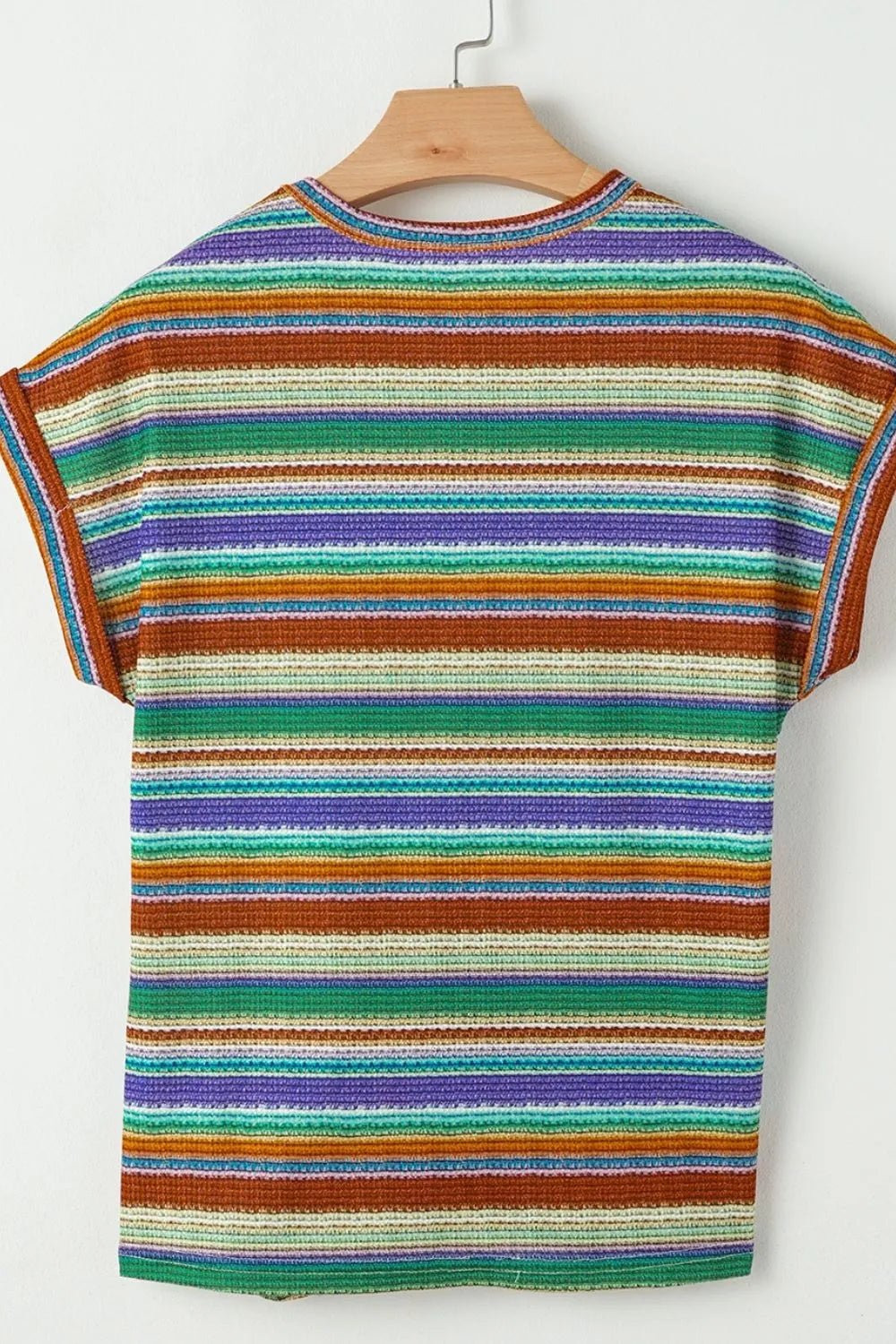 Multicolour Striped Twist Hem Cap Sleeve Top - Salty Season LLC