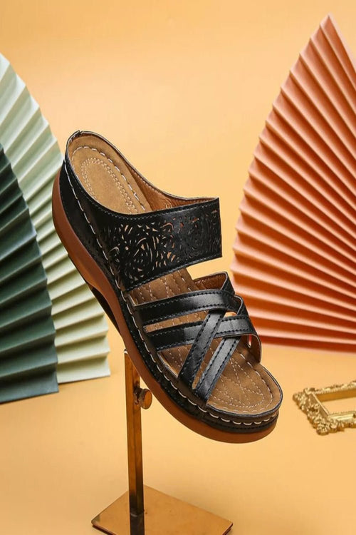 Black open toe wedge sandal | Salty Season