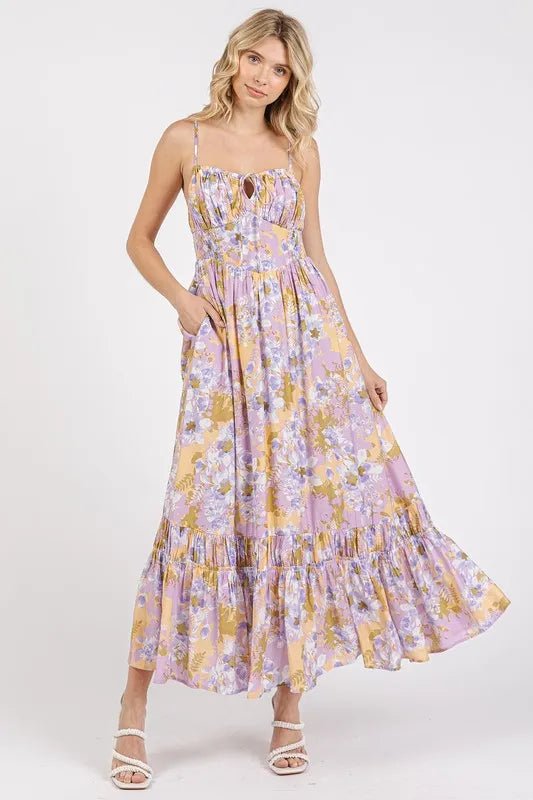 Mittoshop Floral Smocked Back Ruffled Hem Maxi Cami Dress - Salty Season LLC