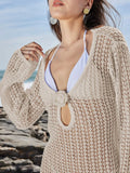 Long Sleeve Backless Cover-Up Dress - Salty Season LLC