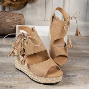 Peep Toe Wedge Sandals - Salty Season LLC