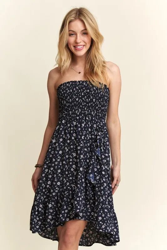 ADORA Smocked Floral Tube Dress with Pockets - Salty Season LLC