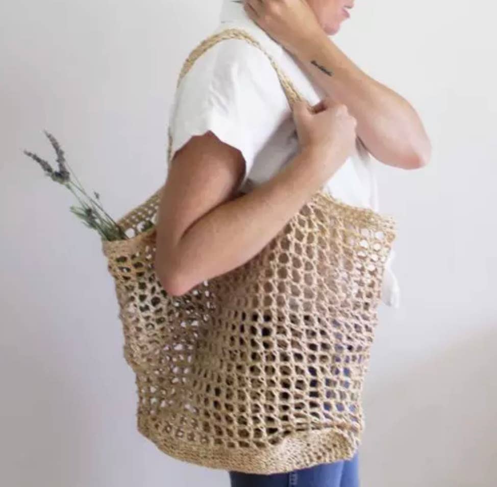 EcoFreax Beach tote handbag handmade natural raffia paper - Salty Season LLC
