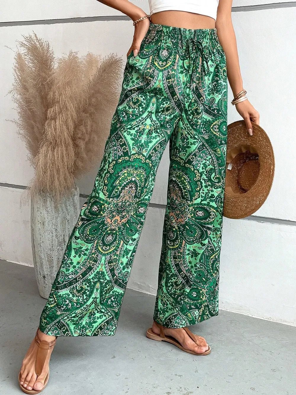Printed Wide Leg Pants - Salty Season LLC