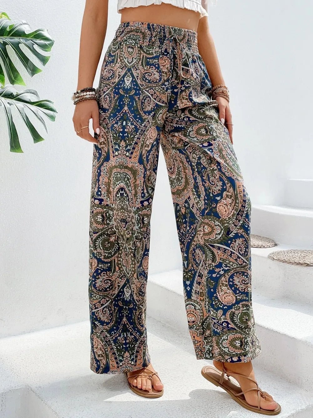 Printed Wide Leg Pants - Salty Season LLC