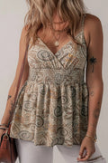 Paisley Printed Smocked Babydoll Cami - Salty Season LLC