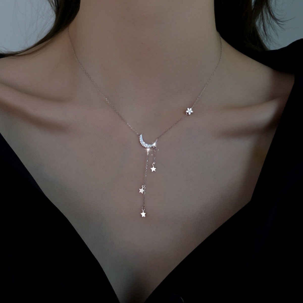 925 Sterling Silver Star Moon Necklace - Salty Season LLC
