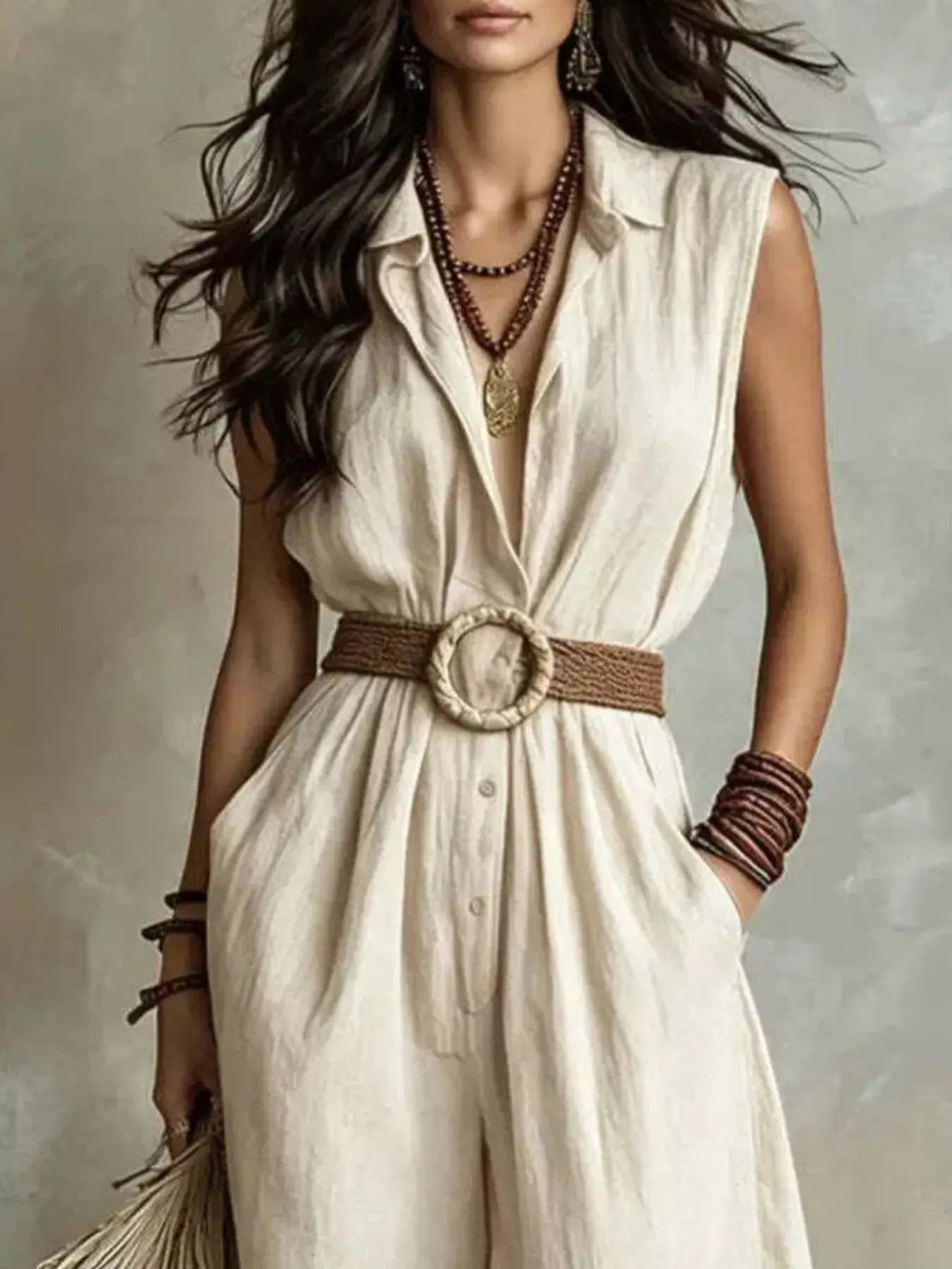 Full Size Sleeveless Wide Leg Jumpsuit Plus Size Trendsi
