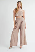 MABLE Linen Mix Crop Cami and Wide Leg Pants Set - Salty Season LLC