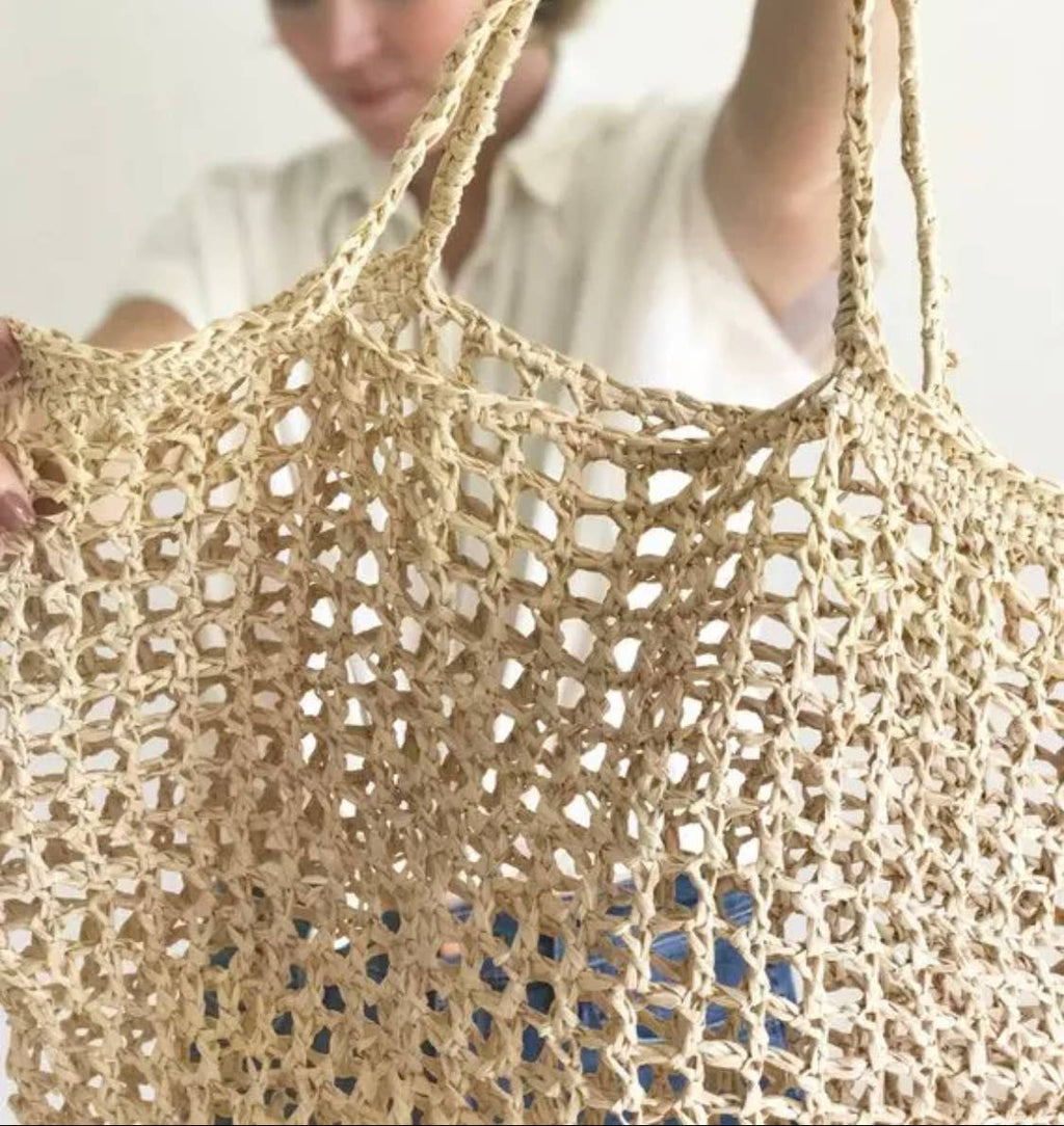 EcoFreax Beach tote handbag handmade natural raffia paper - Salty Season LLC