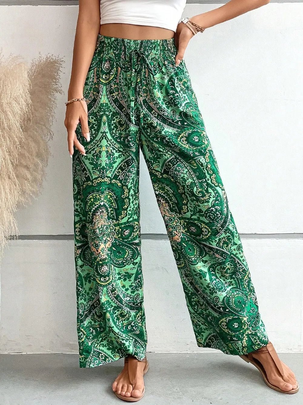 Printed Wide Leg Pants - Salty Season LLC
