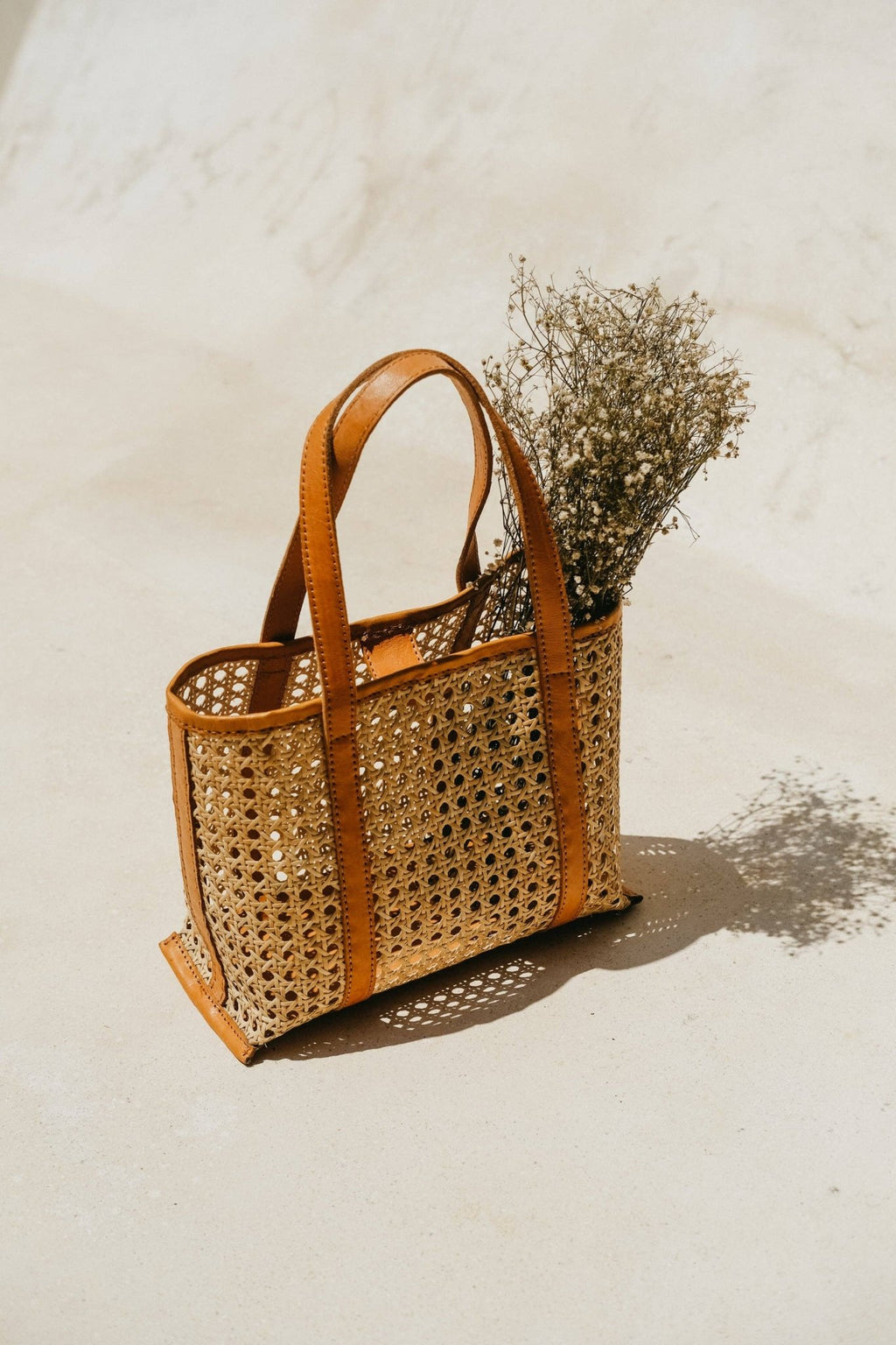 Pink Haley Magnolia Handmade Cane Woven and Leather Tote - Salty Season LLC