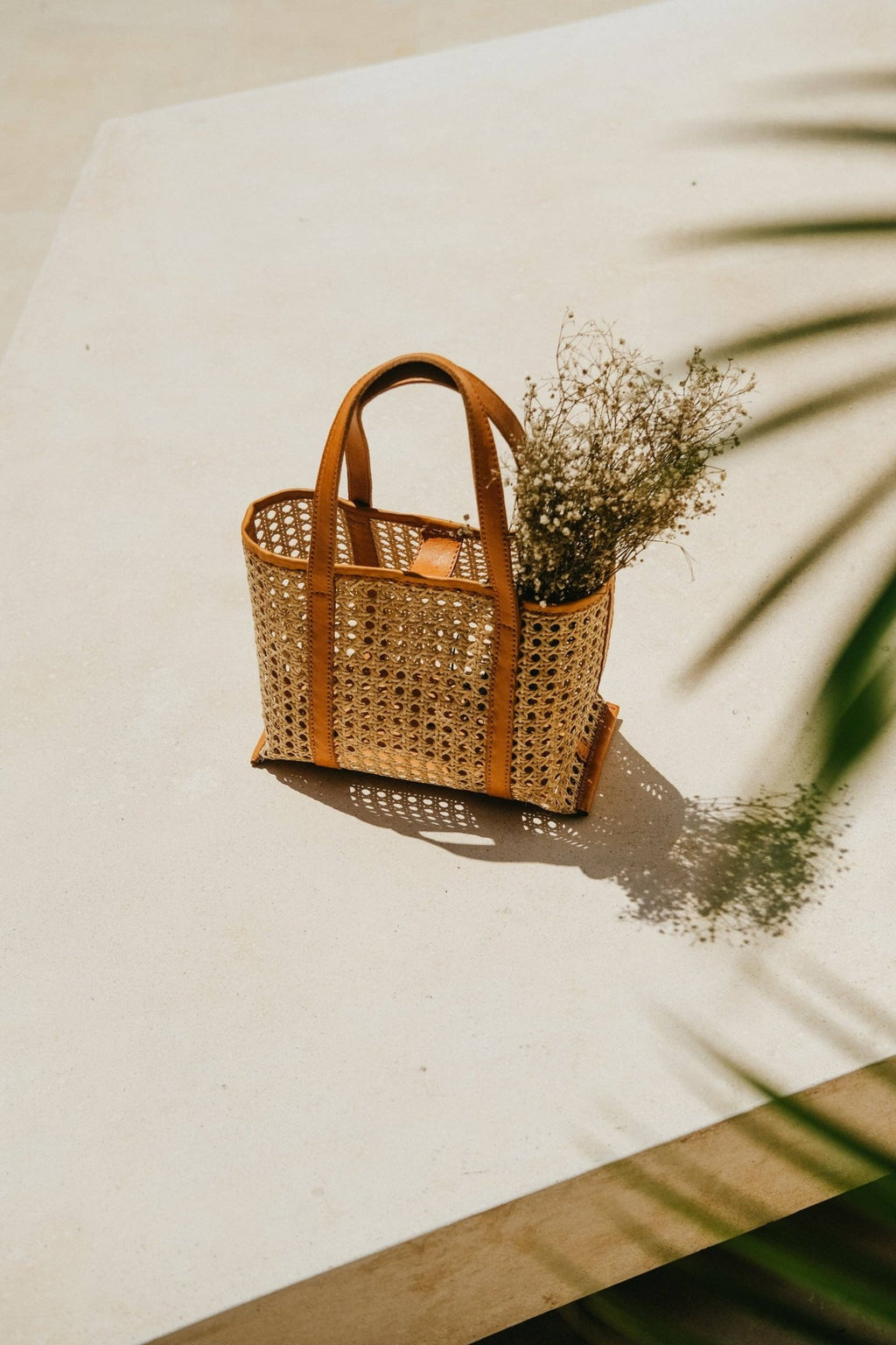 Pink Haley Magnolia Handmade Cane Woven and Leather Tote - Salty Season LLC