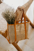 Pink Haley Magnolia Handmade Cane Woven and Leather Tote - Salty Season LLC